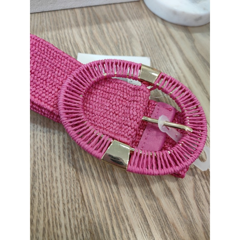 Cinturón rafia elástico rosa